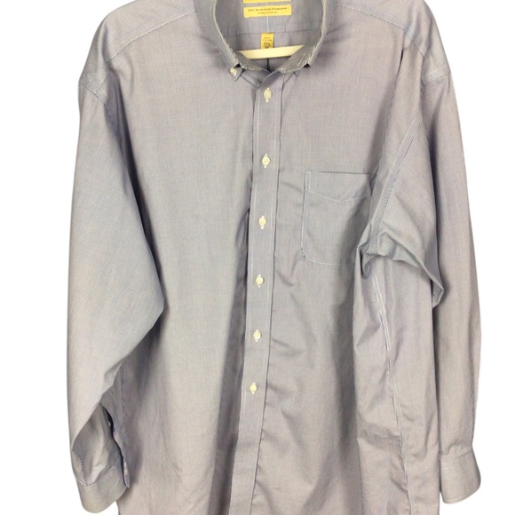 Roundtree & Yorke Gold Label Men's Blue White Button-Down Shirt 17.5 - Picture 1 of 3